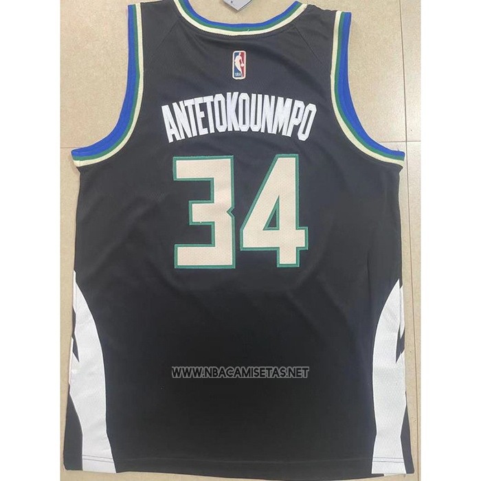 Camiseta Milwaukee Bucks Giannis Antetokounmpo NO 34 Statement 2022-23 Negro